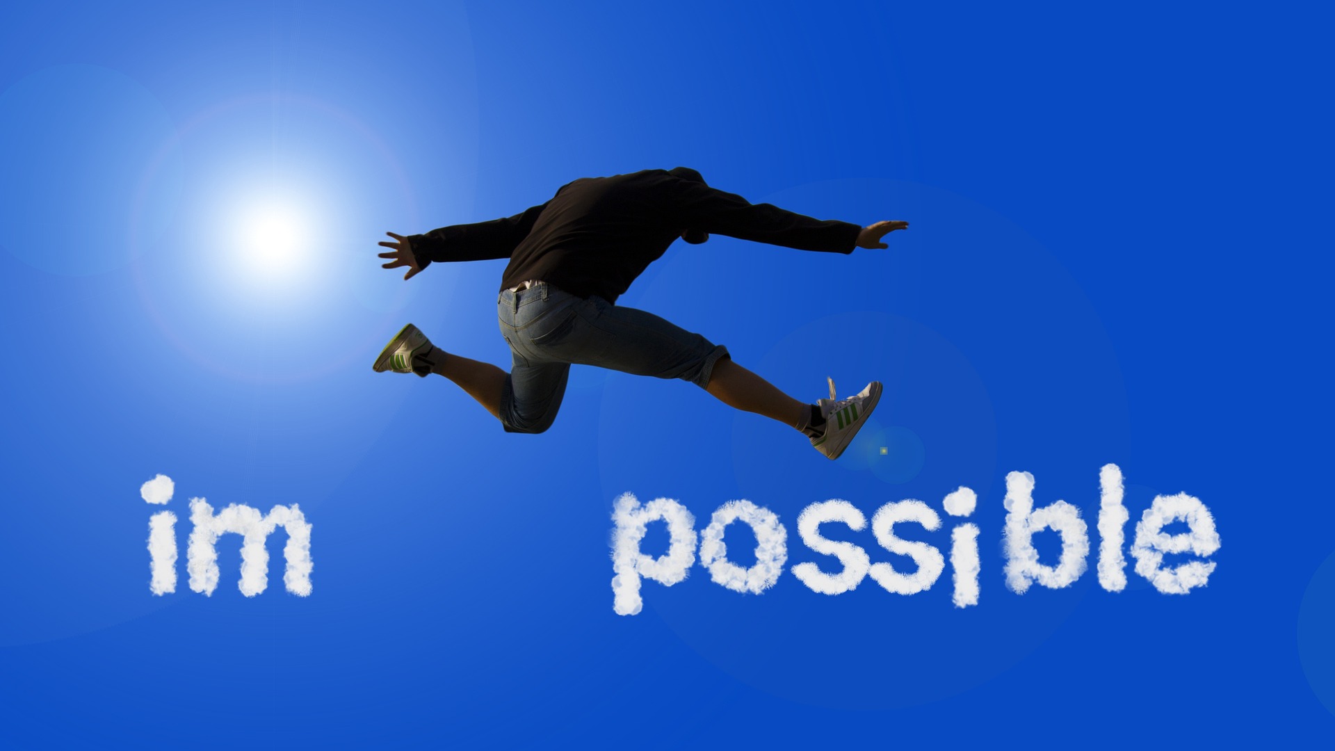 "I'm possible" word with jumping person above