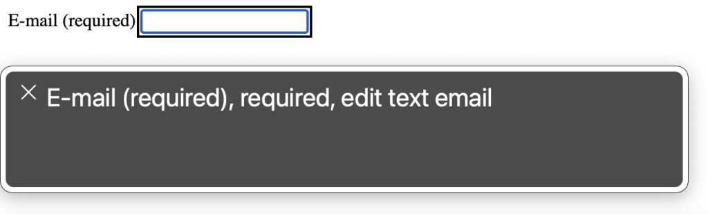 An example that contains a label with the word "required" read twice by screen reader
