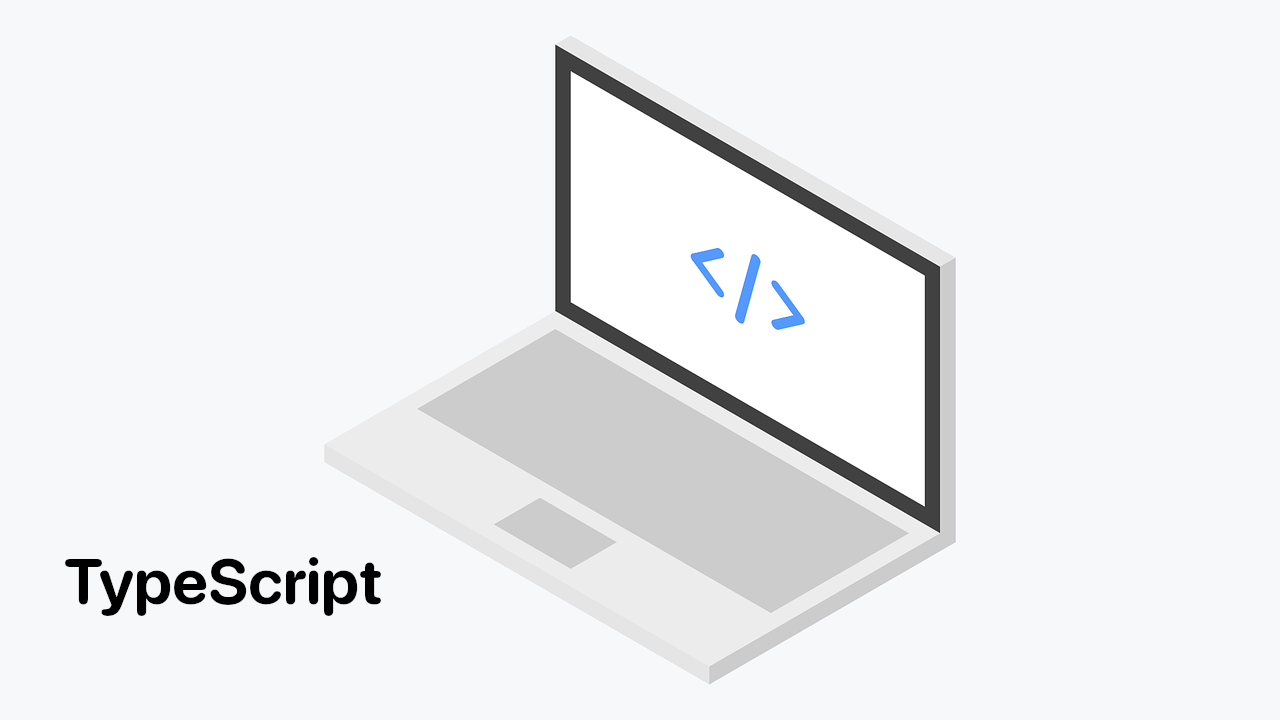 Laptop and Typescript sentence next to it