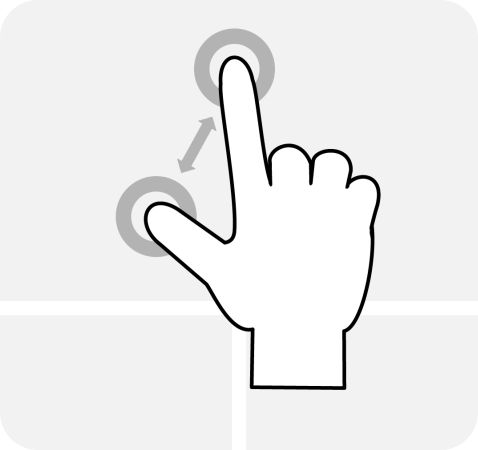 Touchpad and a hand that shows the pinch gesture