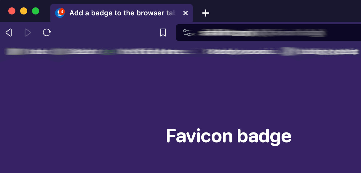 Example of browser tab with favicon and badge on it