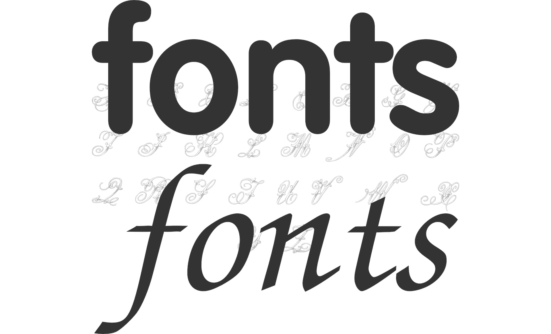 Two the same words "fonts" written in normal and italic style