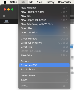 macOS Sonoma, Safari and File Export as PDF option
