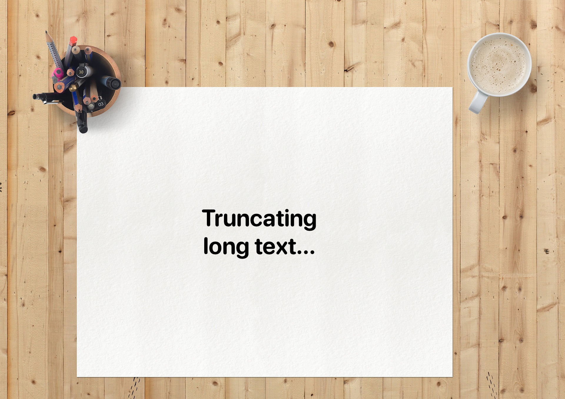 Drawing pad with text "Truncating long text"